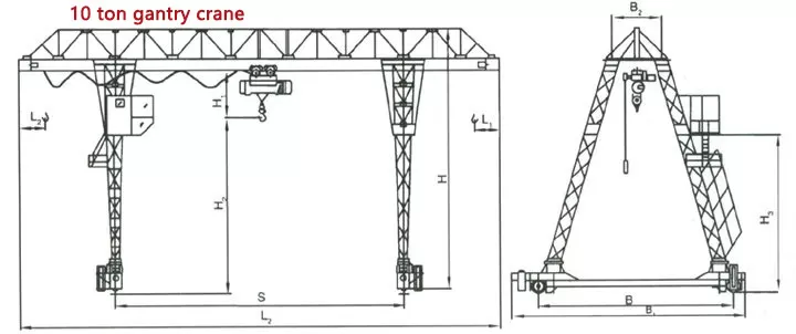 10 ton gantry crane drawing