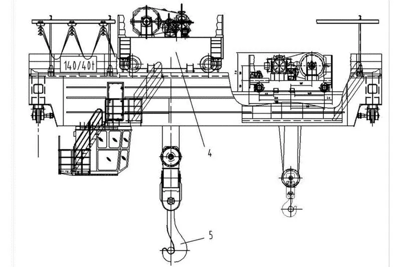 drawing of ladle handling overhead crane