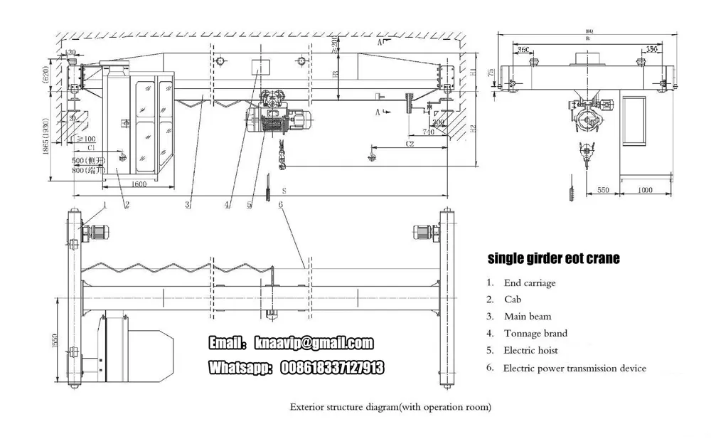 single girder eot crane design drawing